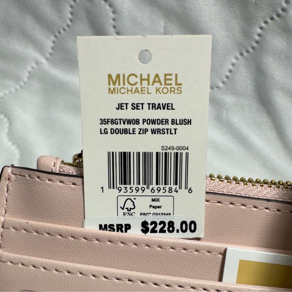 Michael Kors Jetset Brown and Blush Pink Wristlet/Phone Holder - Picture 2 of 15